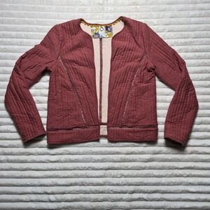 Akemi + Kin Anthropologie Quilted Open Front Jacket Mauve Pink Boho XS
